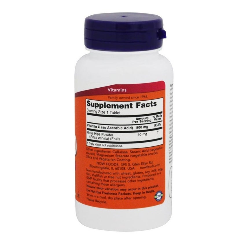 Now C-500 Vitamin C With Rose Hips Tablets, Pack of 100's