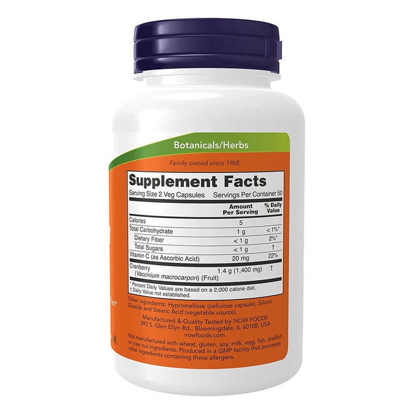 Now Cranberry Capsules With Vitamin C For Healthy Urinary Health, Pack of 100's