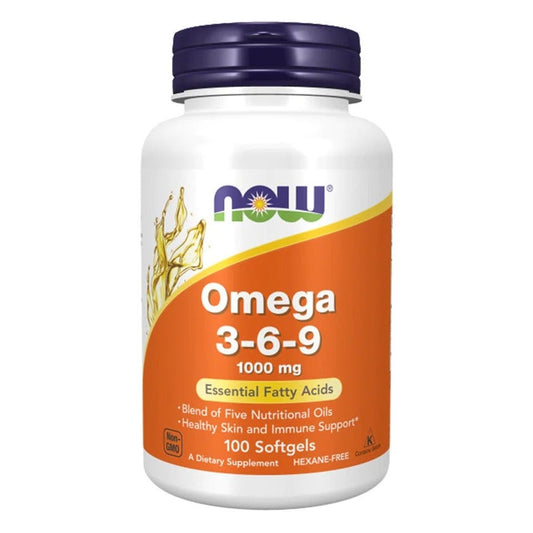 Now Omega 3 6 9 Flax Seed, Evening Primrose, Canola, Black Currant & Pumpkin Seed Oils 1000mg Softgels, Pack of 100's