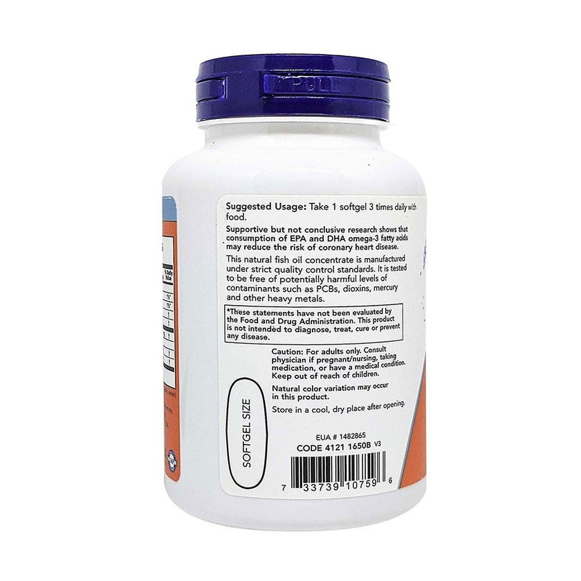 Now Omega 3 1000mg Fish Oil Softgels, Pack of 100's