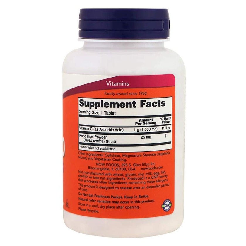 Now Vitamin C 1000mg SR Tablets With Rose Hips, Pack of 100's