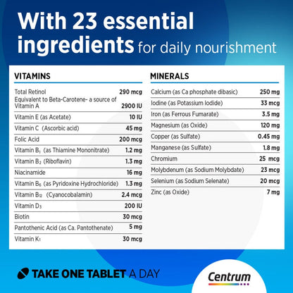 Centrum Men's Multivitamin Supplement Tablets, Pack of 100's