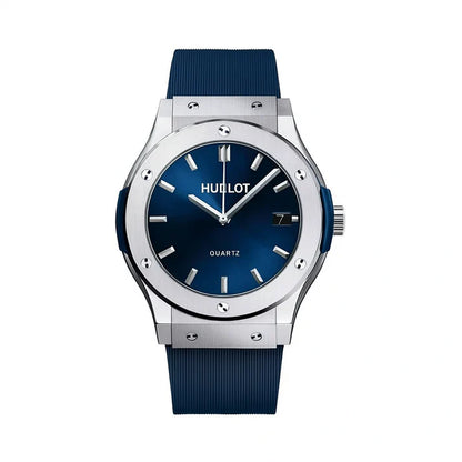 Men’s Luxury Hublot-Inspired Replica Watch with Box – Stainless Steel Case & Rubber Strap